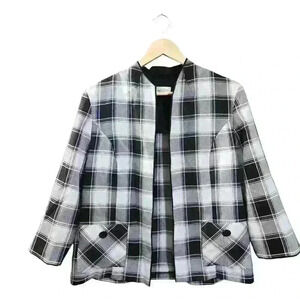 Tradition Black and White Plaid Blazer, Size 12